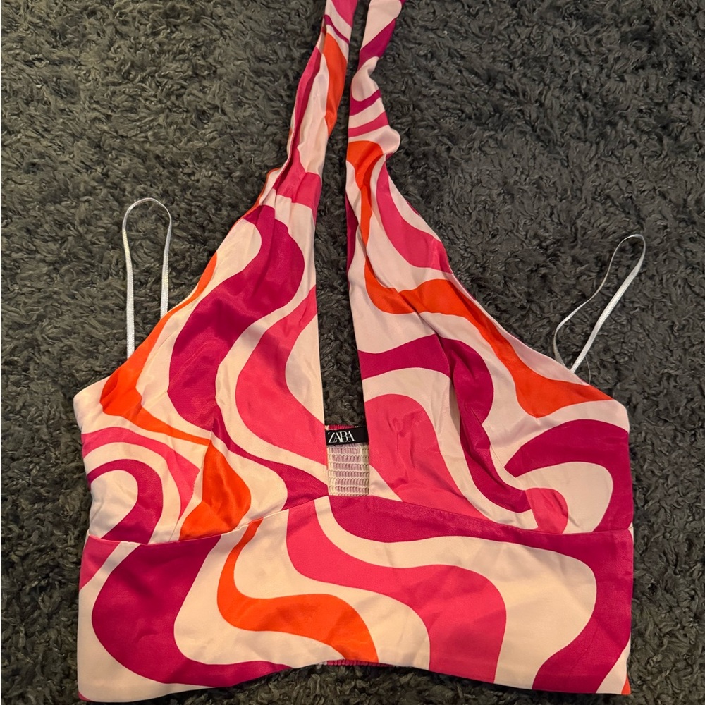 Zara Pink and Orange Patterned Top